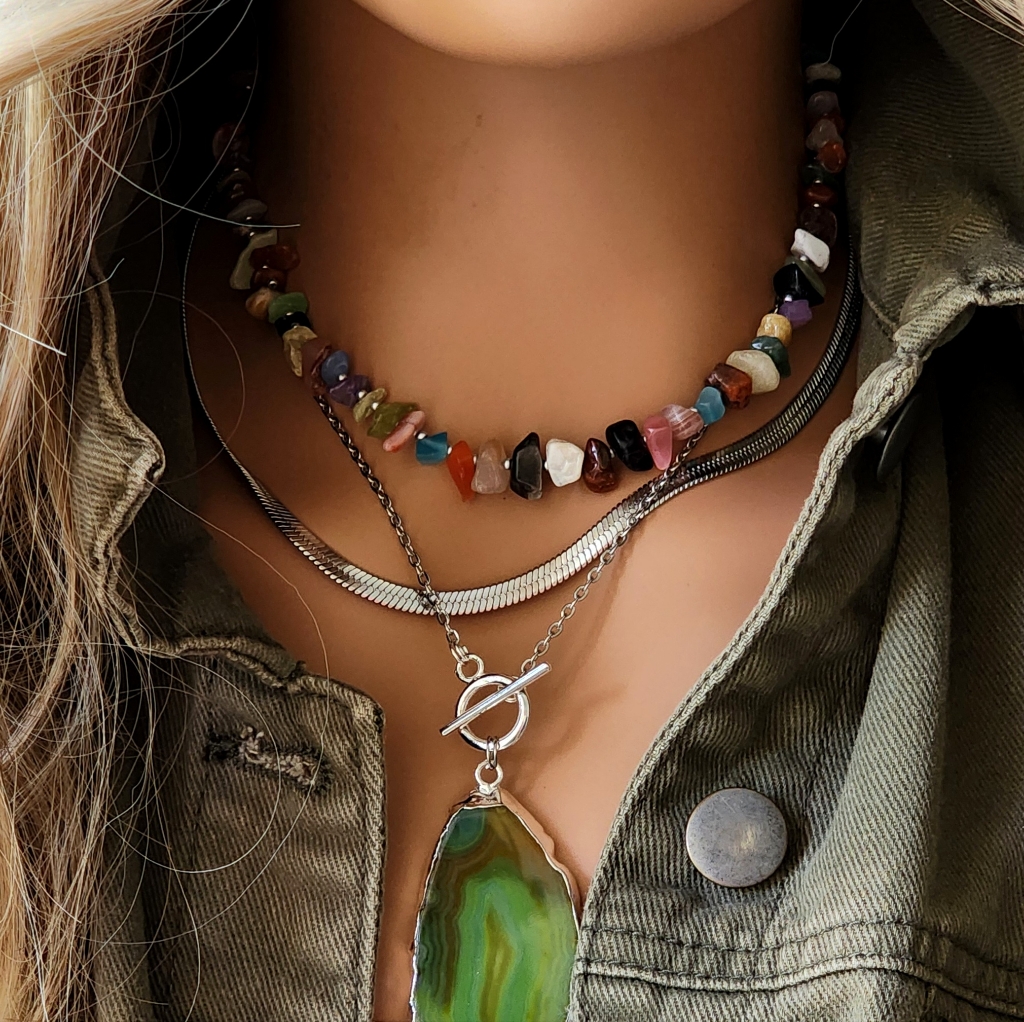 Fp Ariana Ost Rare Genuine Raw Stones Choker Hypoallergenic Jewelry